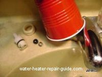 Remove stem, flush debris ftom faucet